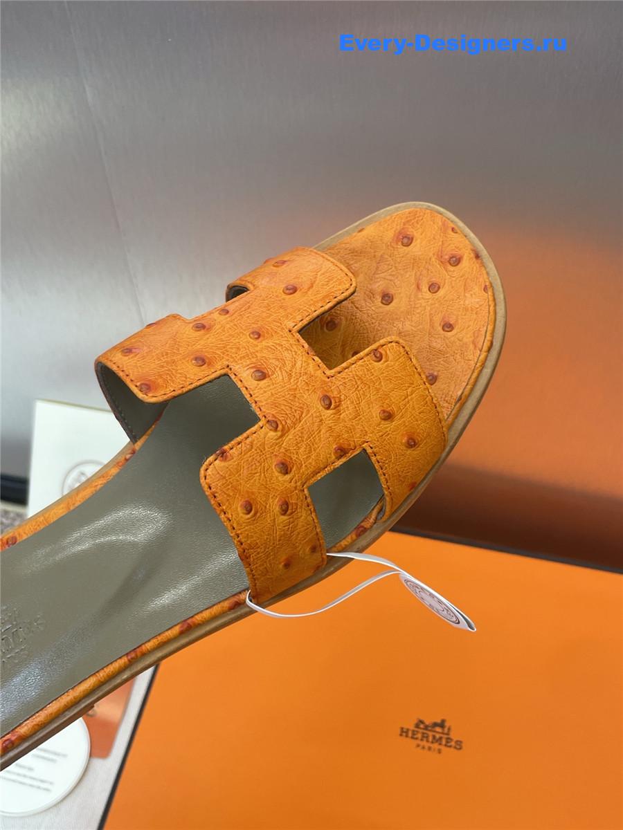 H**me5 ostrich leather oran sandal orange