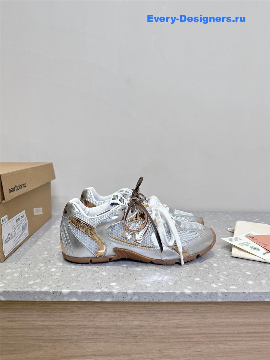 Miu Miu x New Balance 530 SL Silver Patent Leather Sneakers