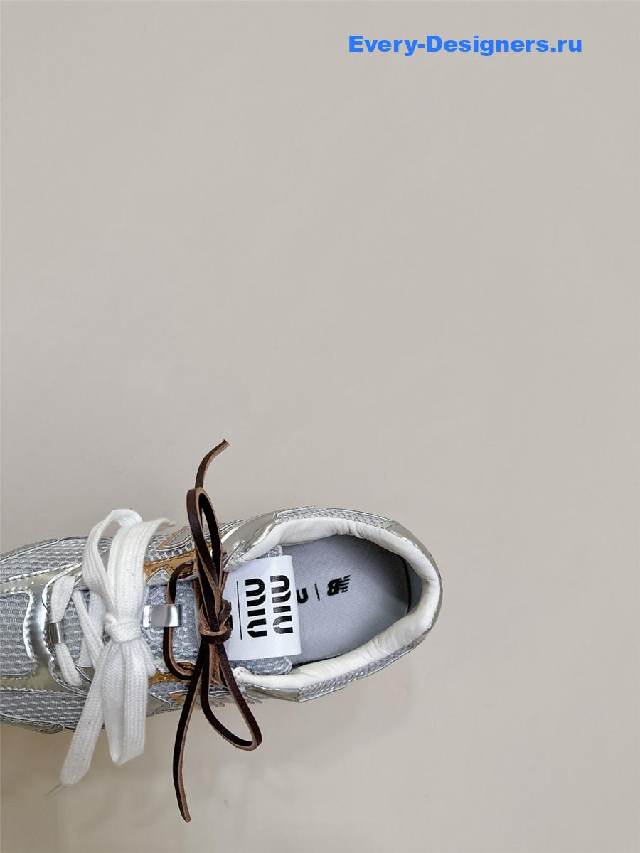 Miu Miu x New Balance 530 SL Silver Patent Leather Sneakers