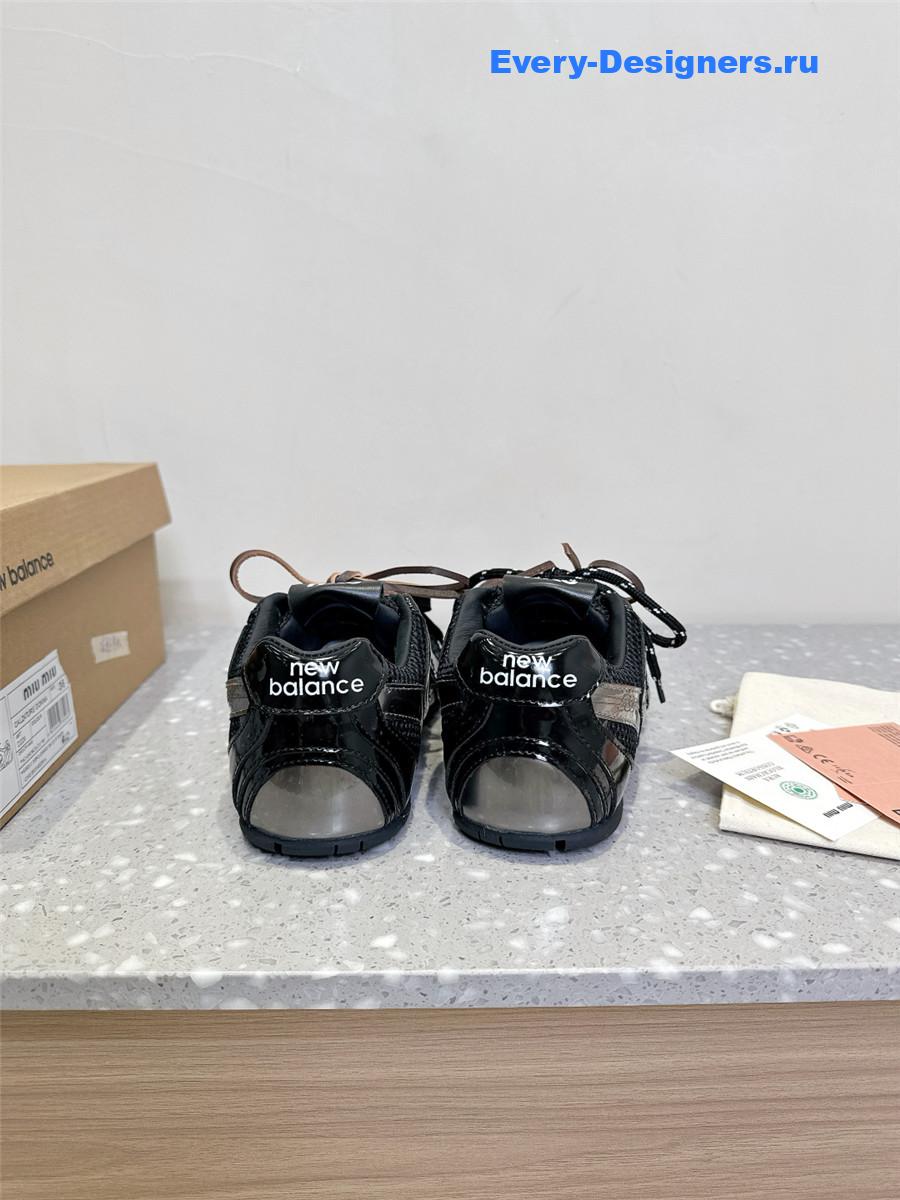 Miu Miu x New Balance 530 SL Black Patent Leather Sneakers