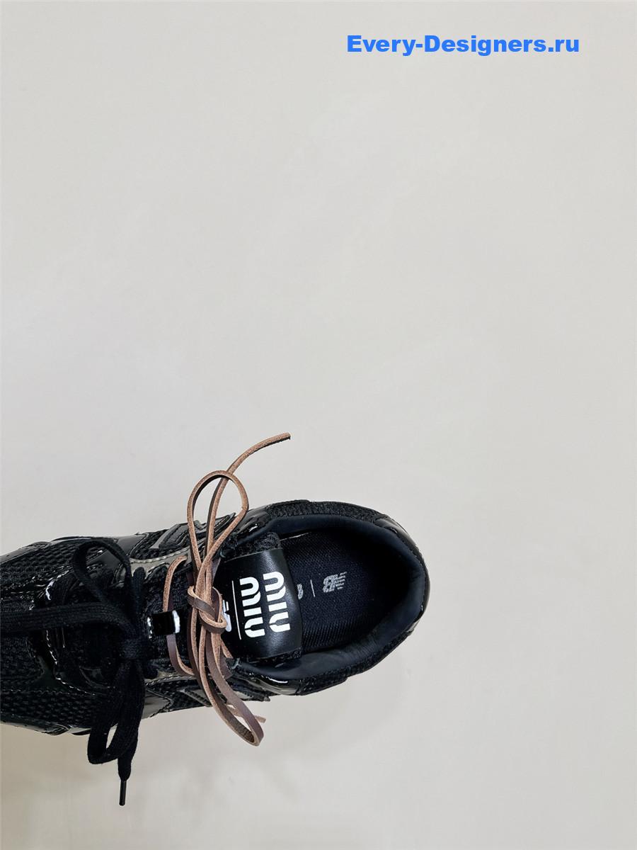 Miu Miu x New Balance 530 SL Black Patent Leather Sneakers