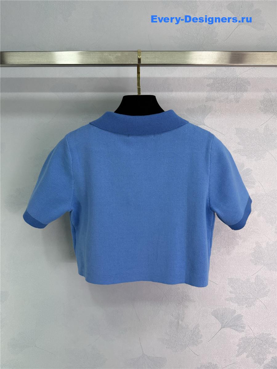 Miu Miu Blue Polo Cropped Top
