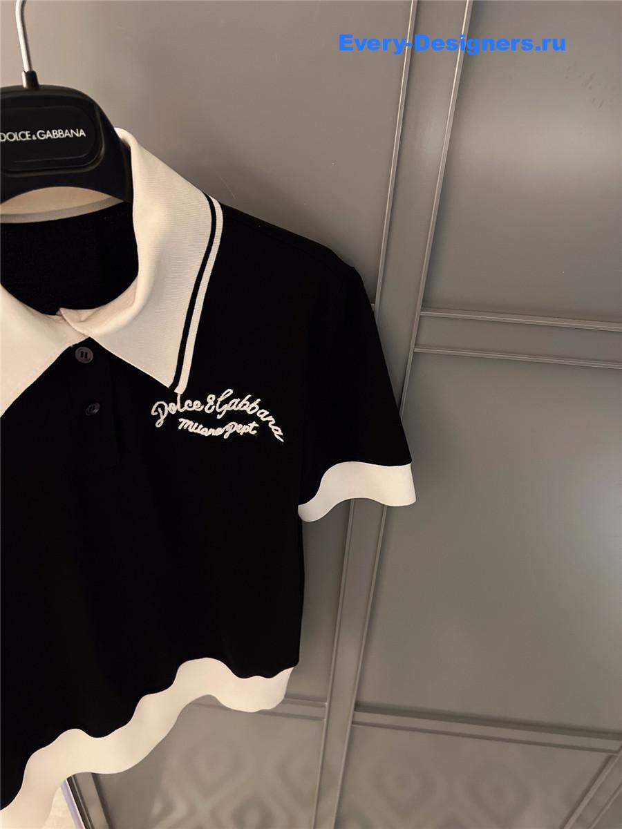 Dolce & Gabbana Logo Polo Top Black