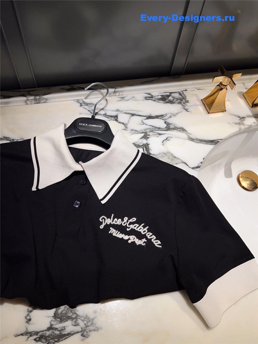 Dolce & Gabbana Logo Polo Top Black