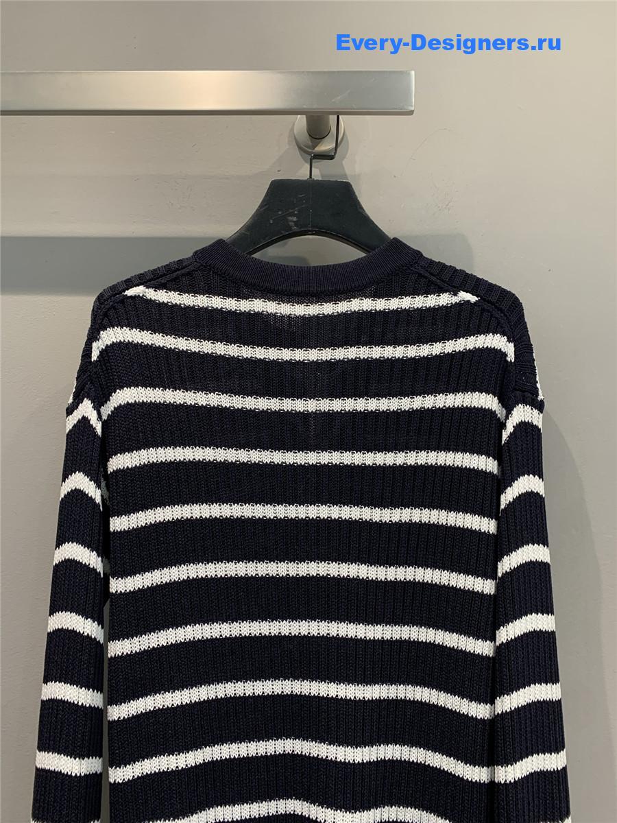 D10r striped lace-up knit dress