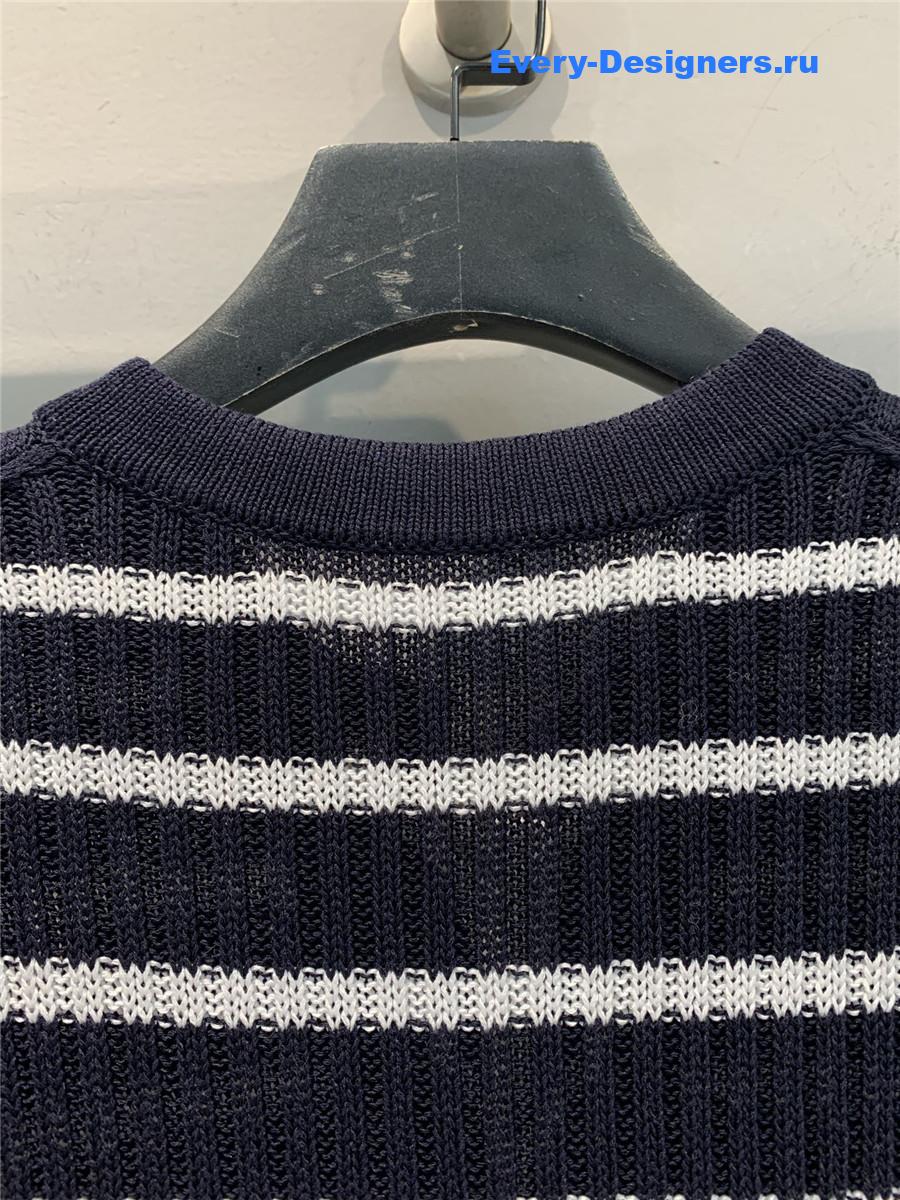 D10r striped lace-up knit dress