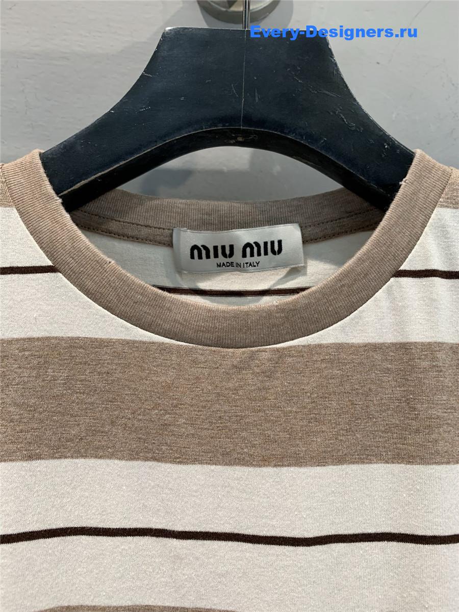 Miu Miu Black Striped Logo T-Shirt