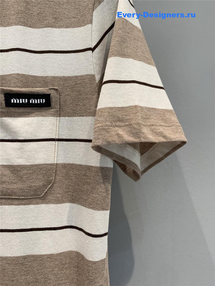 Miu Miu Black Striped Logo T-Shirt