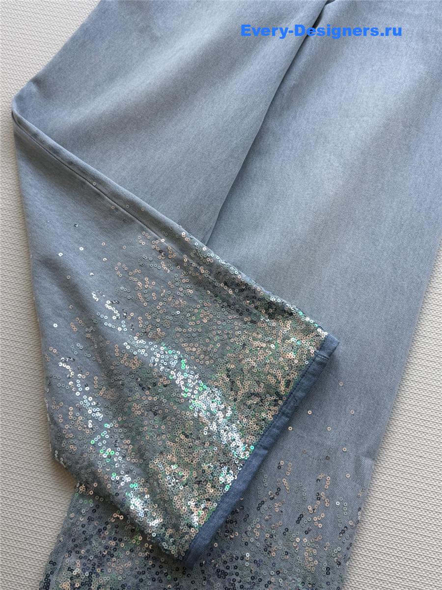 Ch**el rhinestone straight-leg jeans