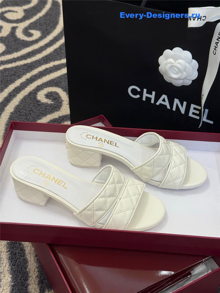 Ch**el quilted cc white platform sandals