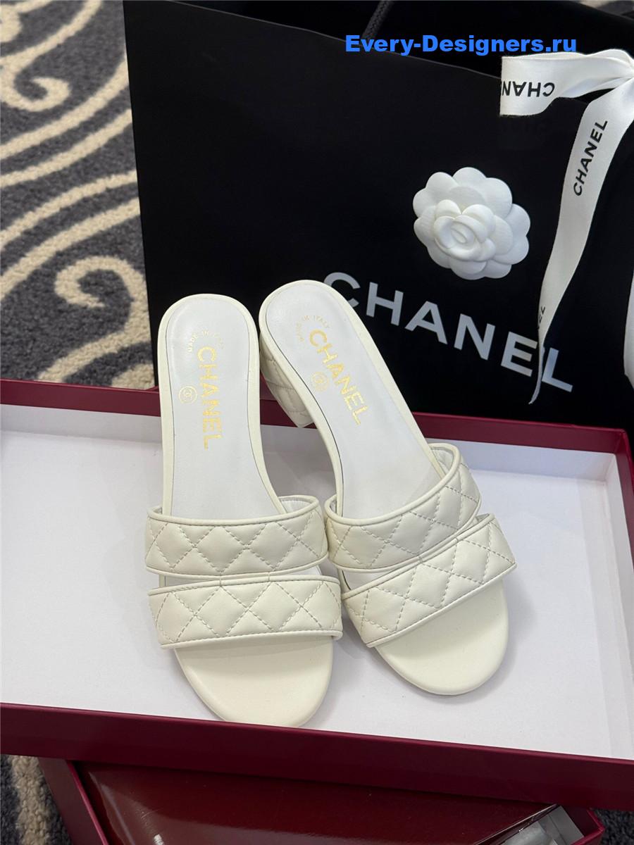 Ch**el quilted cc white platform sandals