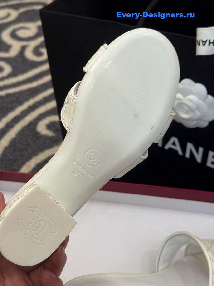 Ch**el quilted cc white platform sandals