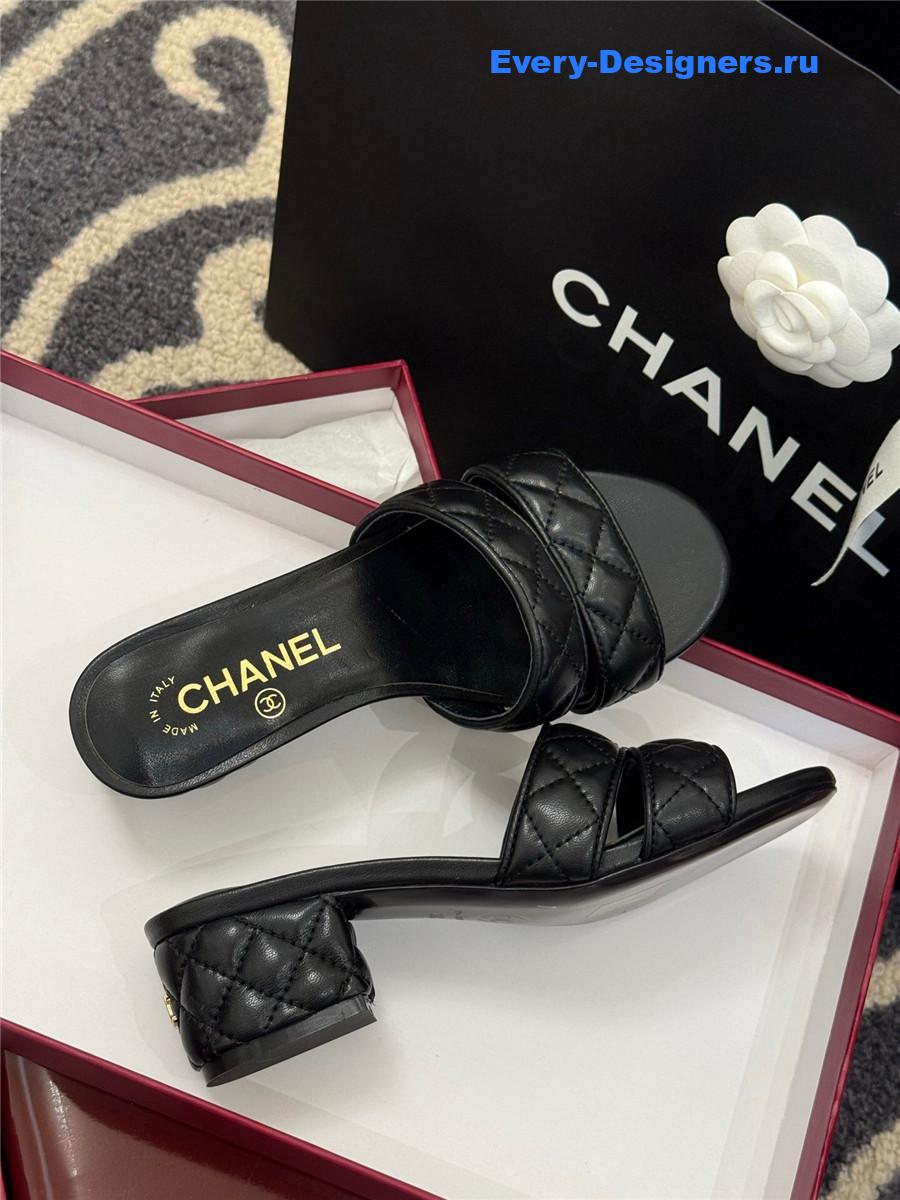Ch**el quilted cc black platform sandals