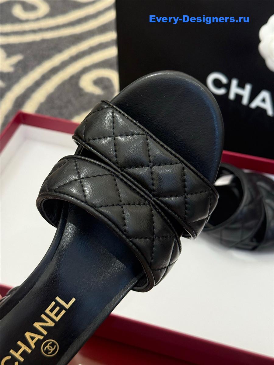 Ch**el quilted cc black platform sandals