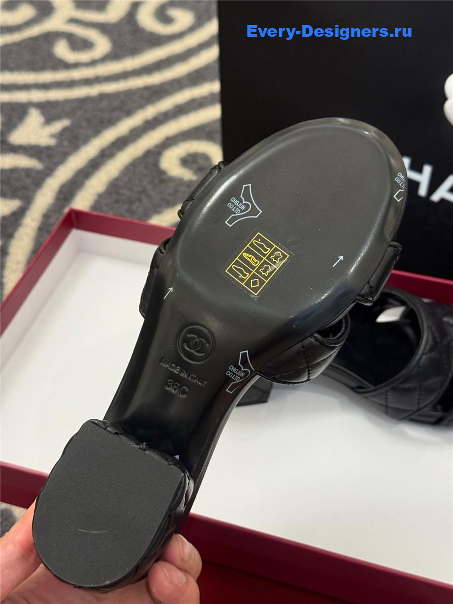 Ch**el quilted cc black platform sandals