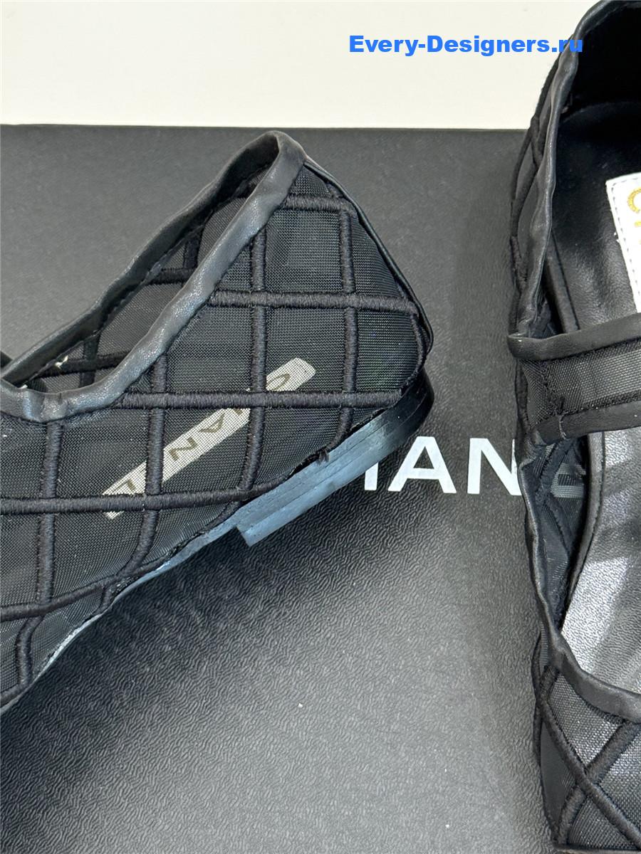 Ch**el black mesh mary jane flats