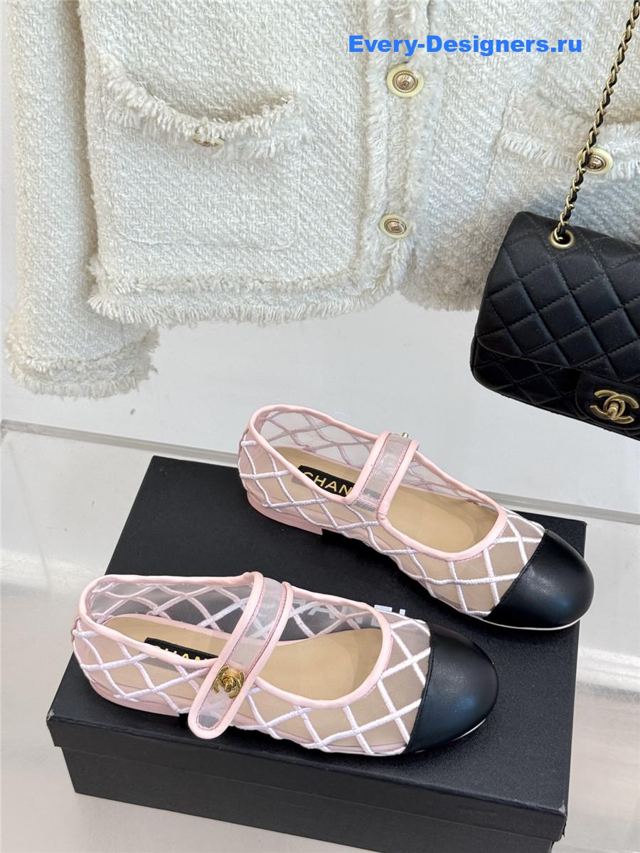 Ch**el pink mesh mary jane flats