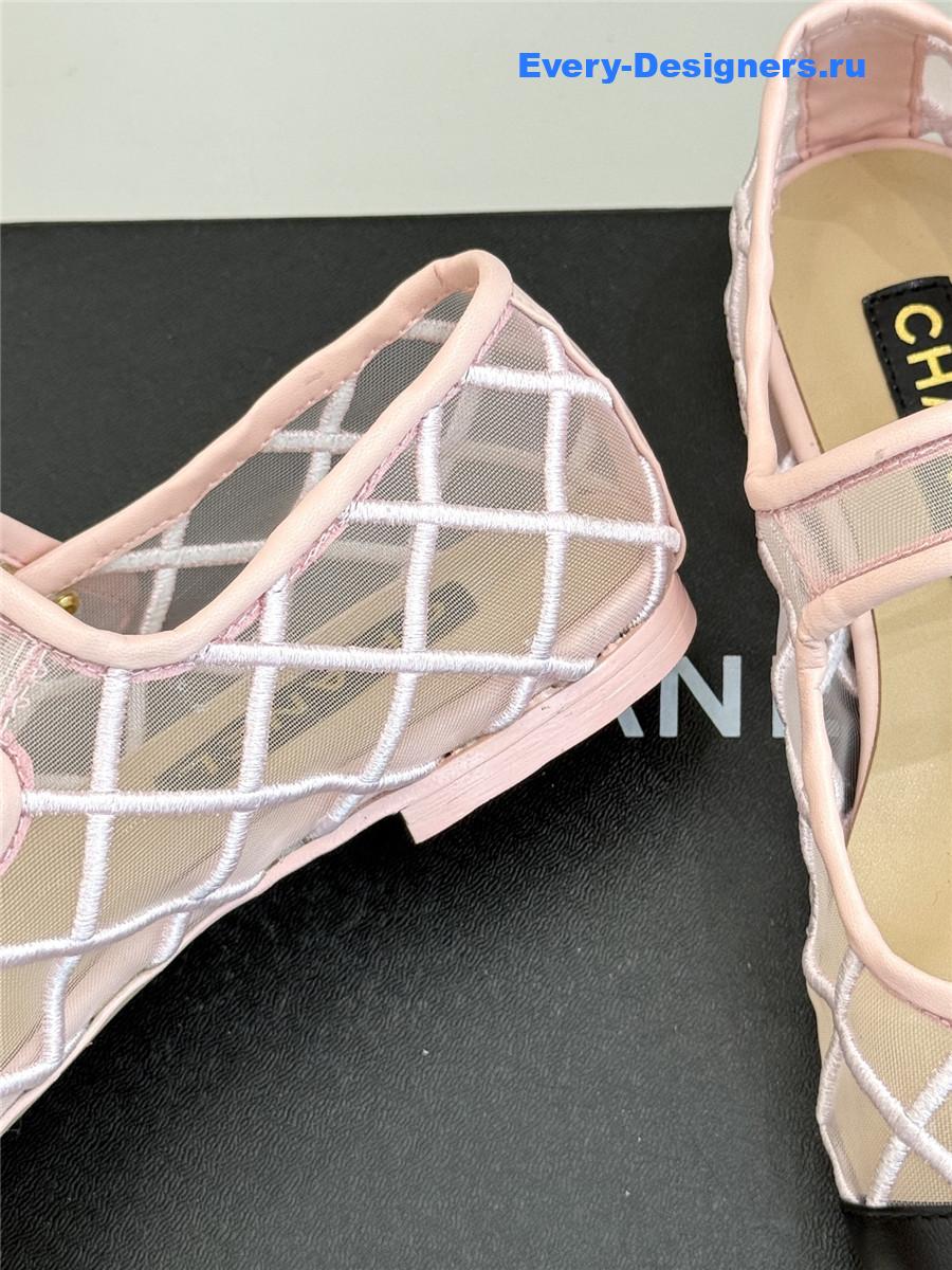 Ch**el pink mesh mary jane flats