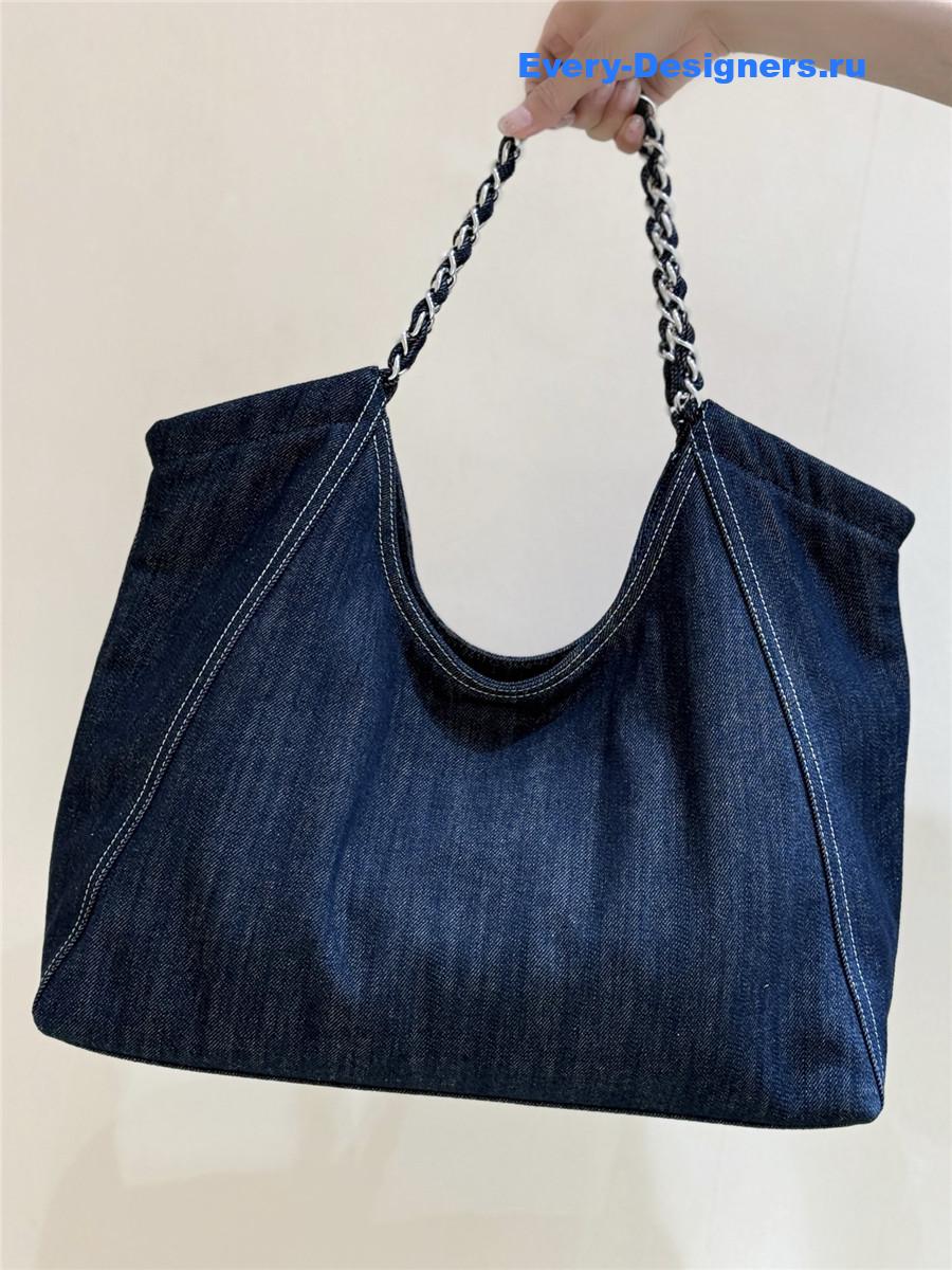 Ch**el dark blue denim xl giant coco cabas tote