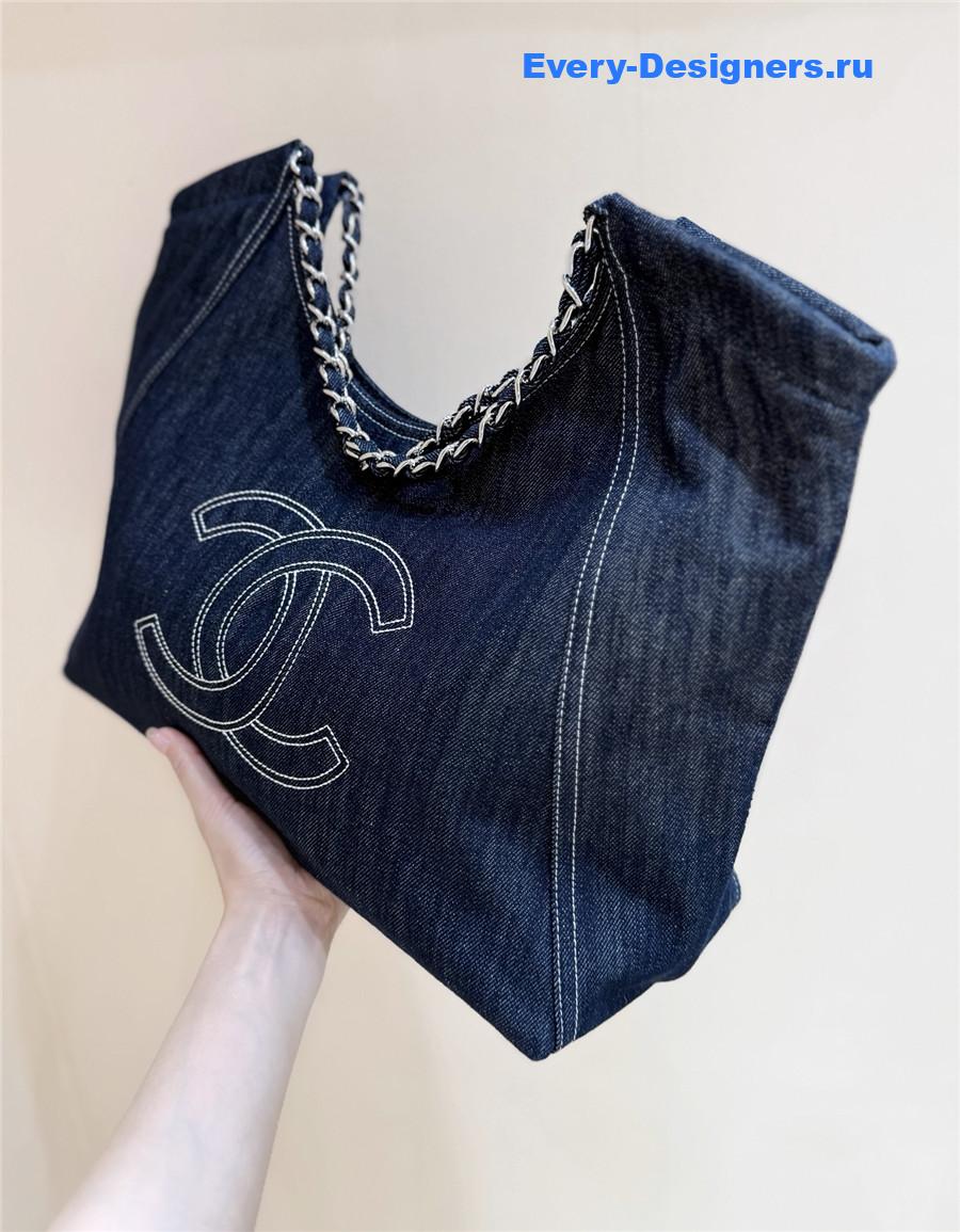 Ch**el dark blue denim xl giant coco cabas tote