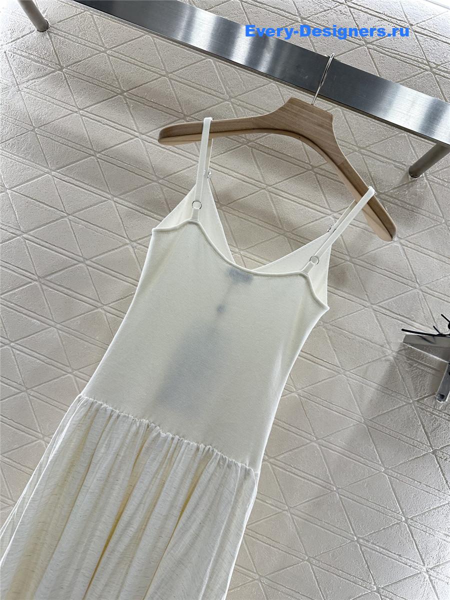 Ch**el white knitted patchwork suspenders dress