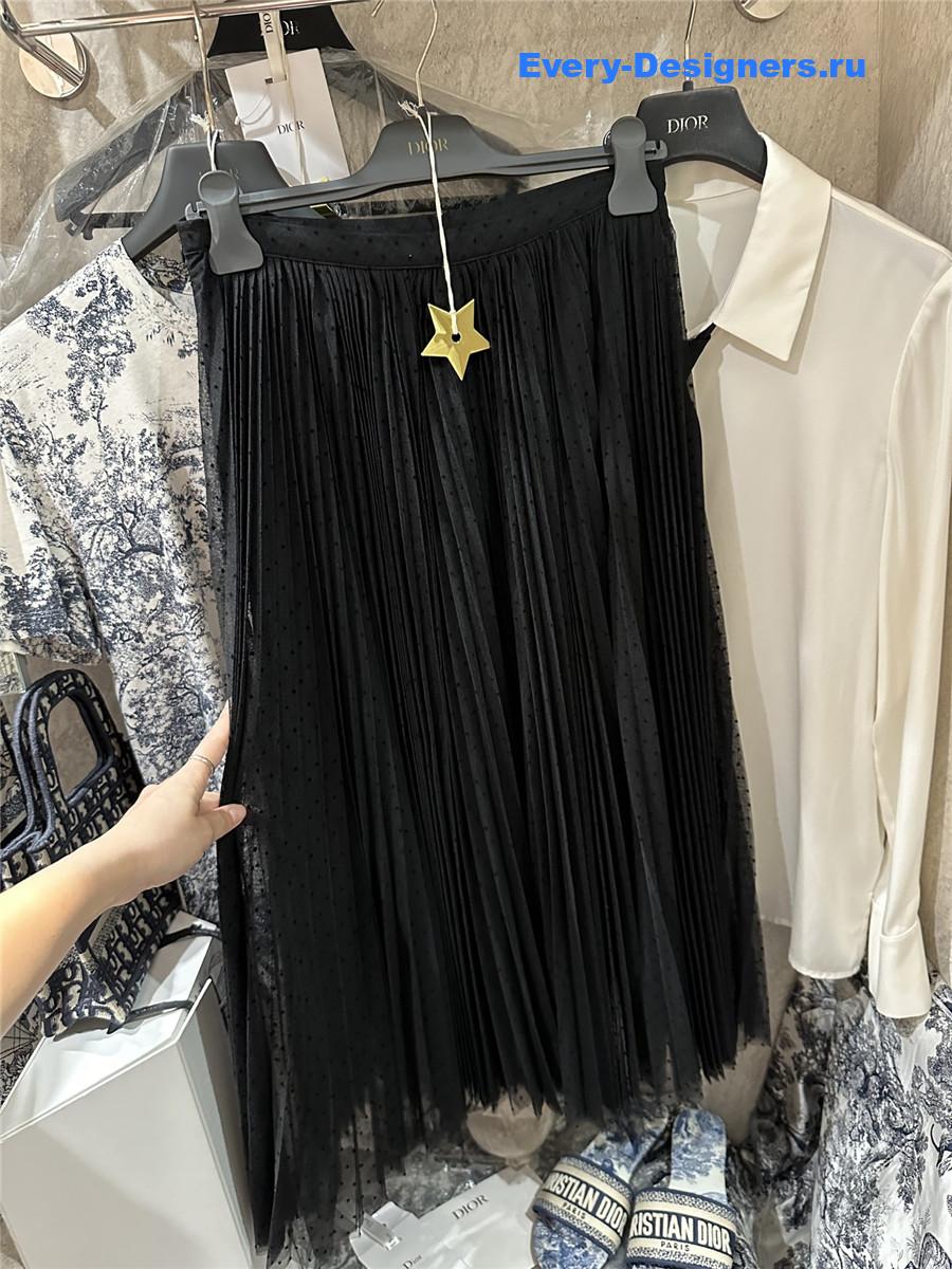 D10r polka dot pleated skirt black