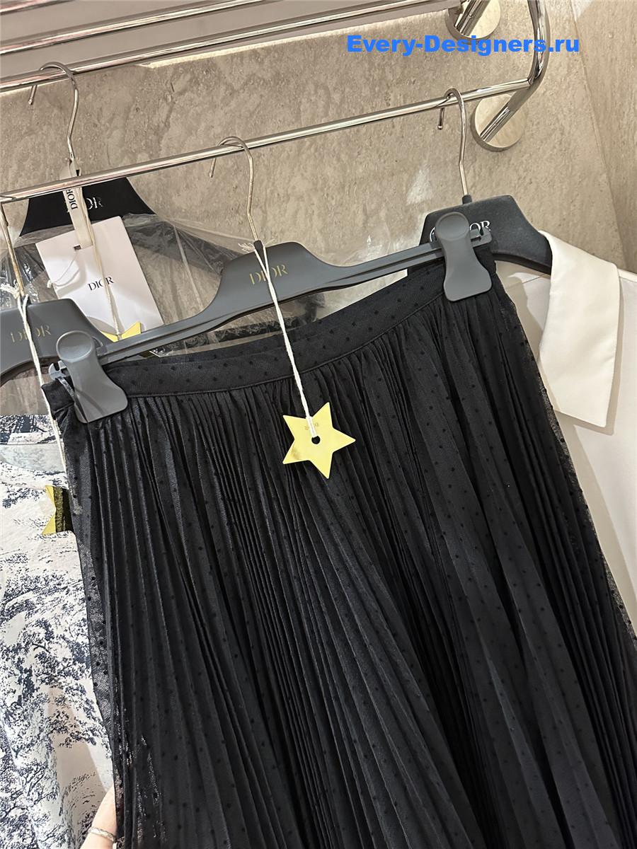 D10r polka dot pleated skirt black