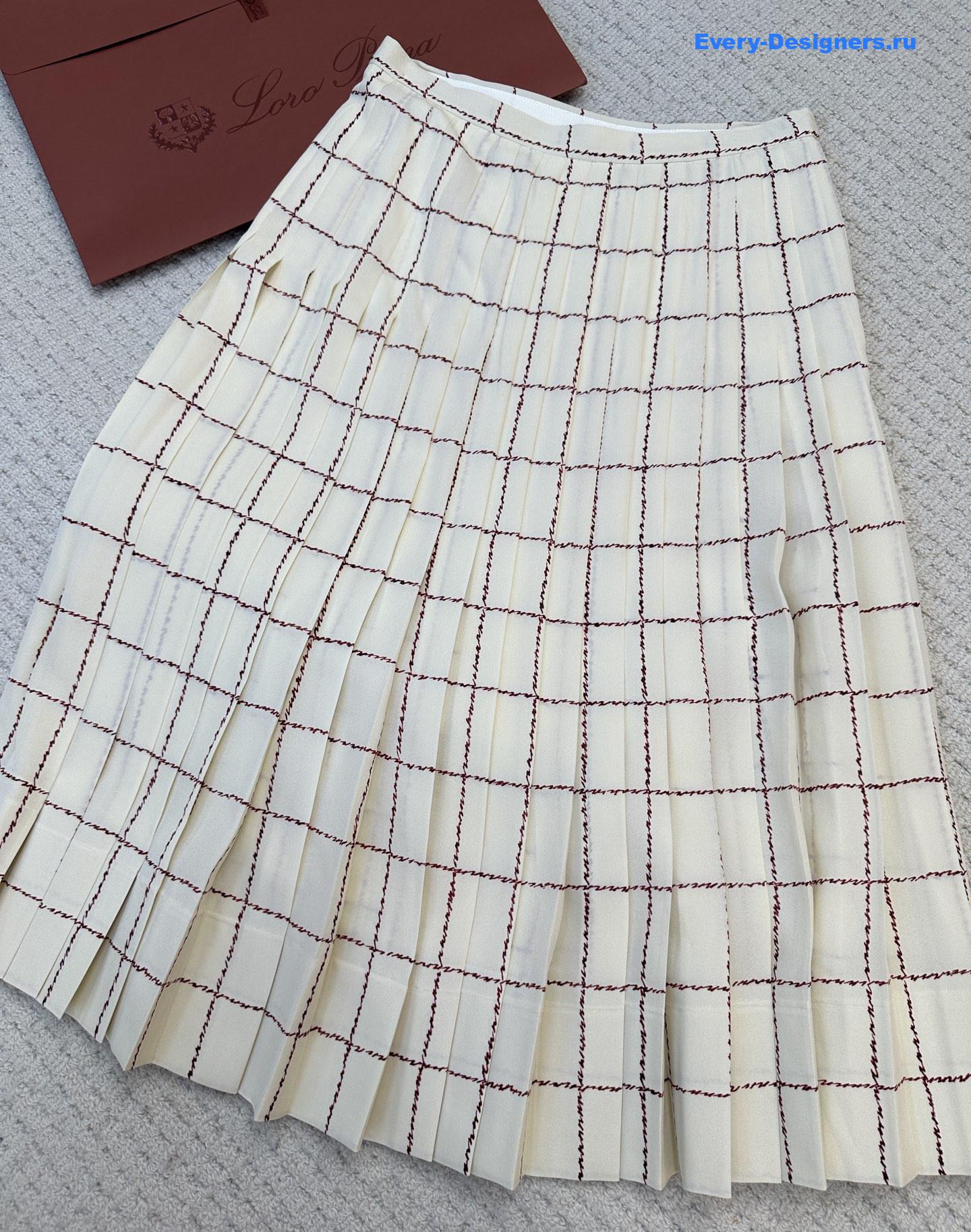 L0r0 P1ana silk check skirt