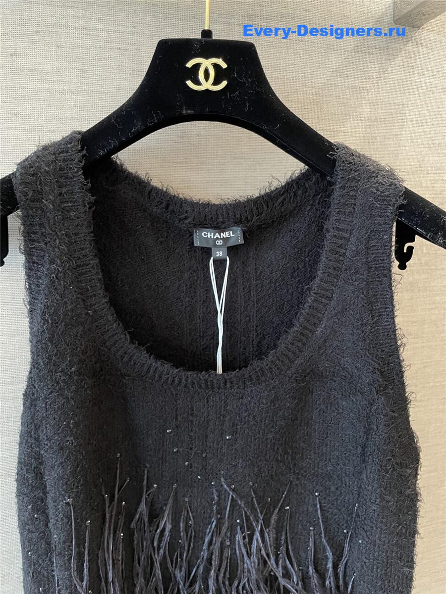 Ch**el feather rhinestone vest