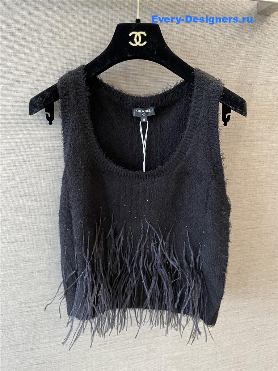 Ch**el feather rhinestone vest