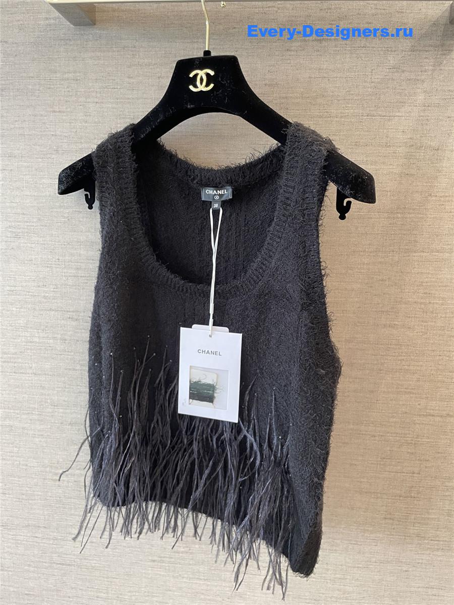 Ch**el feather rhinestone vest