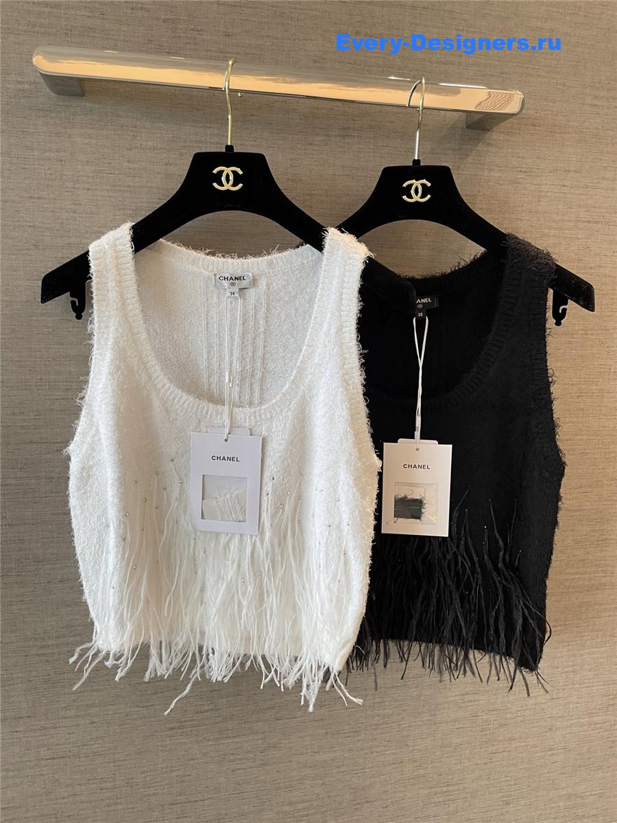 Ch**el feather rhinestone vest