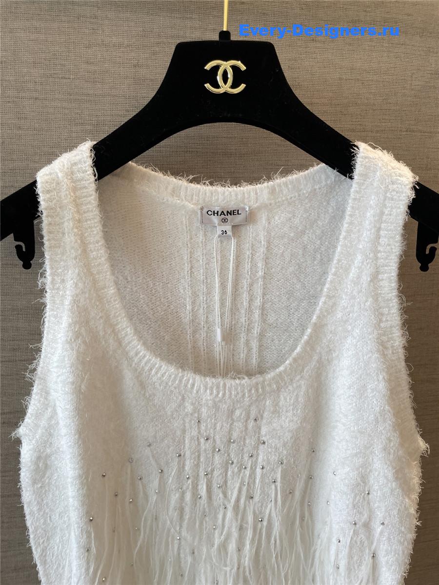 Ch**el white feather rhinestone vest