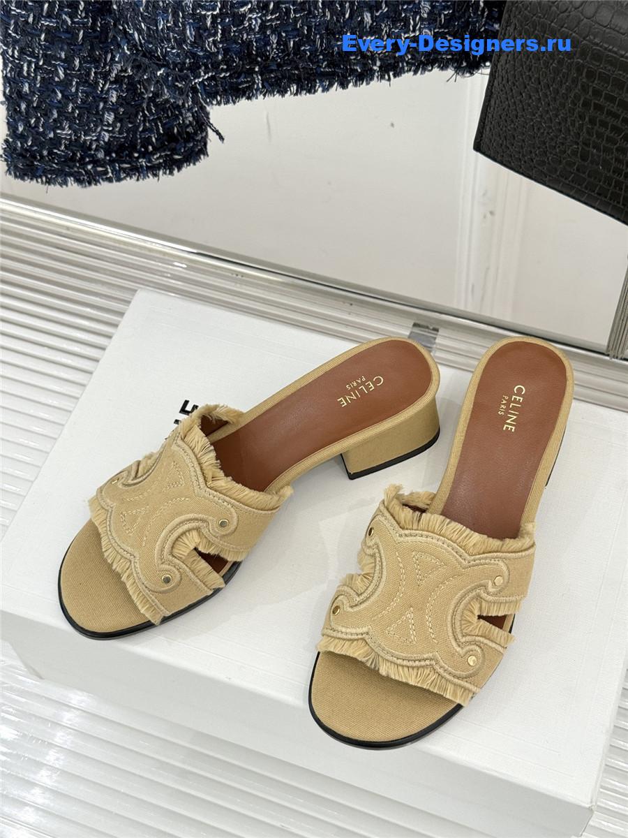 Ce1i*e denim brown fringed mules