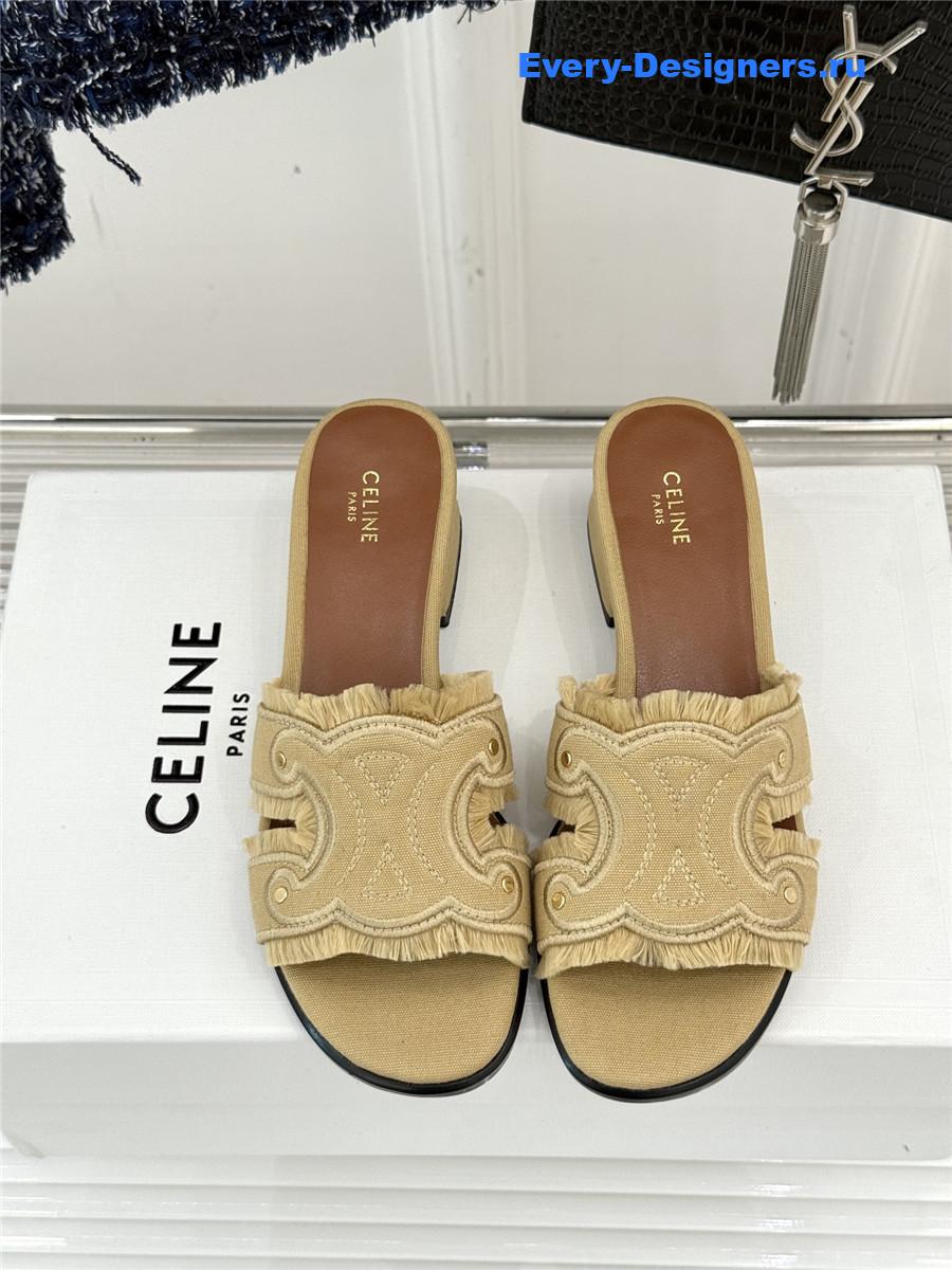 Ce1i*e denim brown fringed mules
