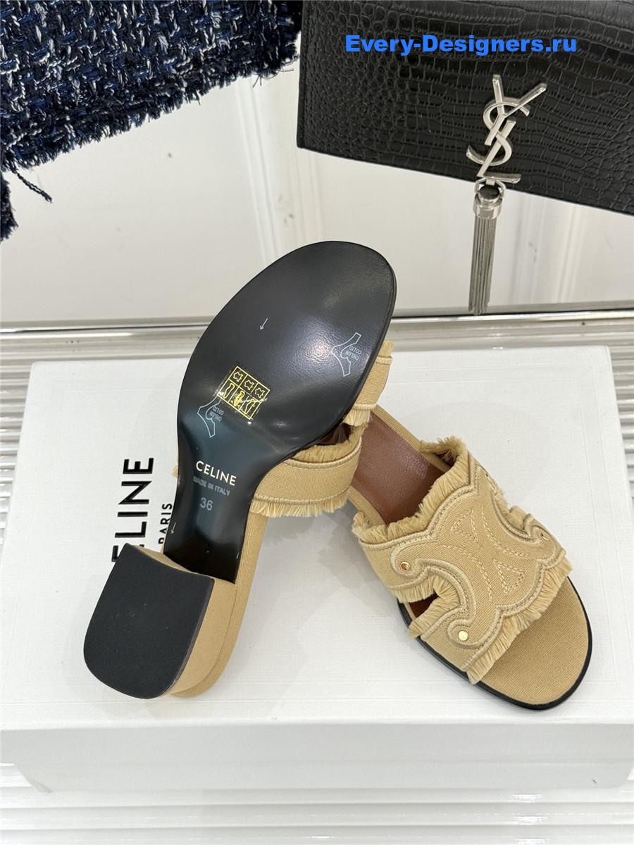 Ce1i*e denim brown fringed mules