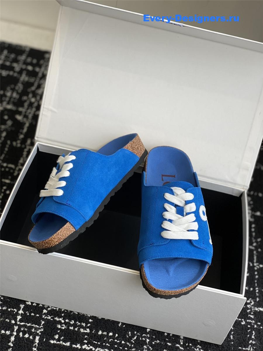 L0ew* blue logo lace-up slides