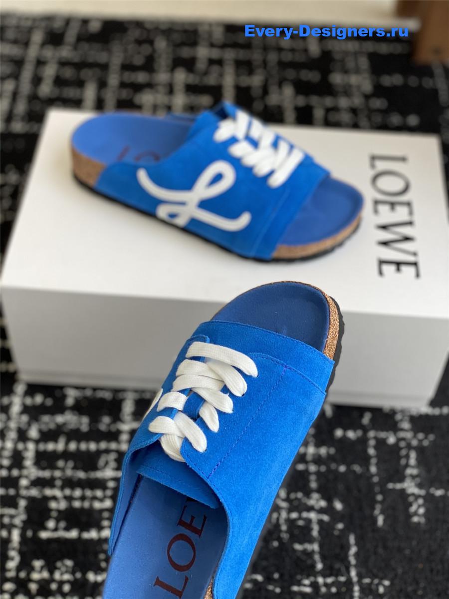 L0ew* blue logo lace-up slides