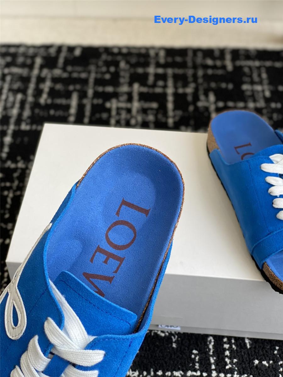L0ew* blue logo lace-up slides