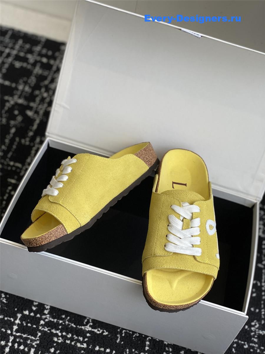 L0ew* logo yellow lace-up slides