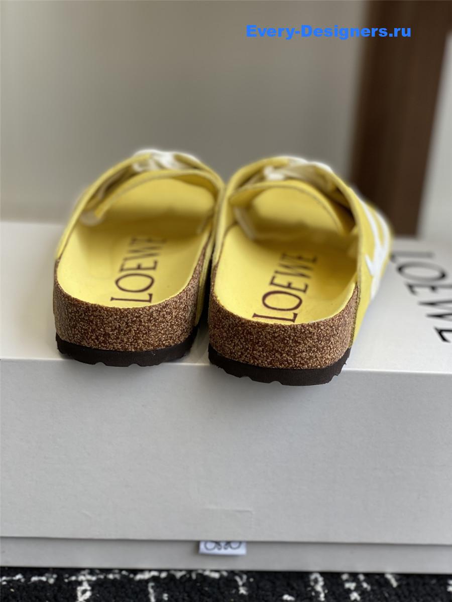 L0ew* logo yellow lace-up slides