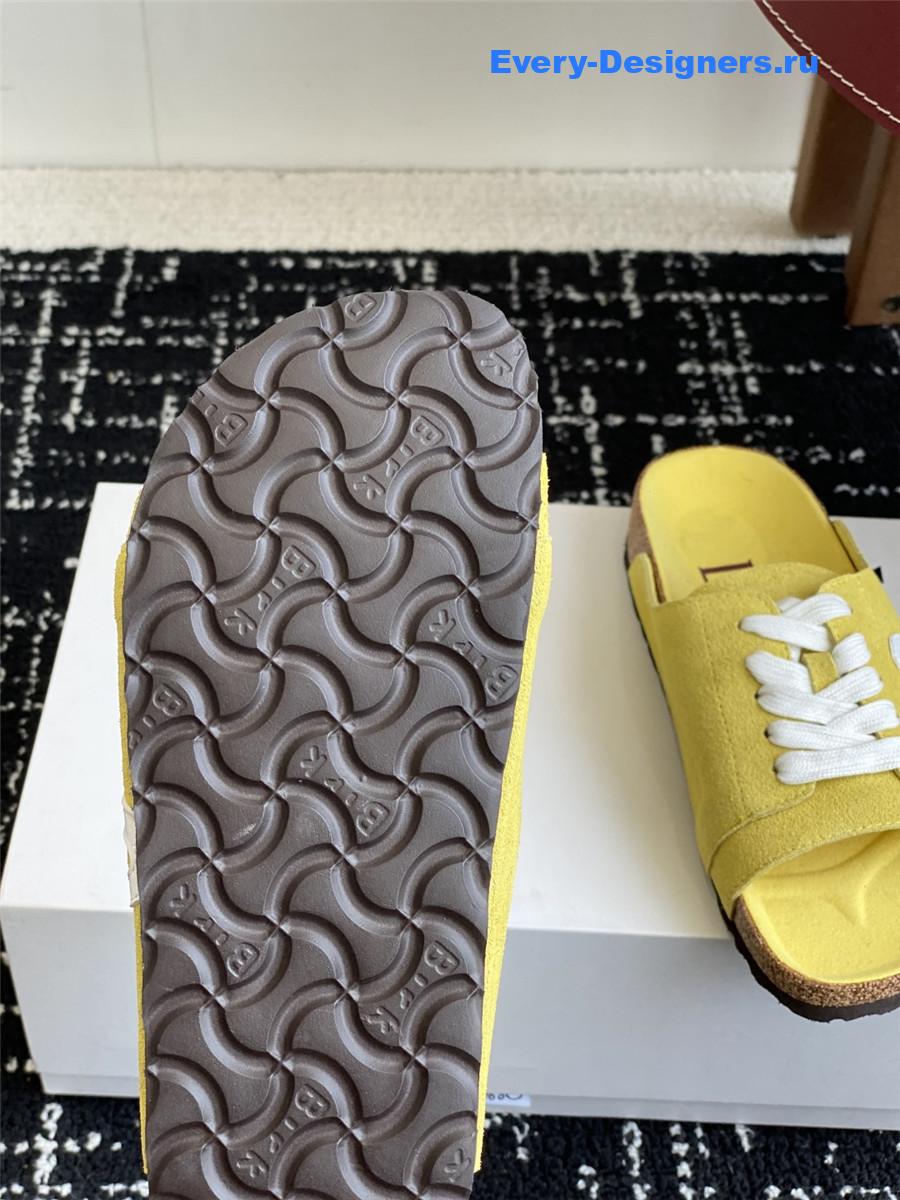 L0ew* logo yellow lace-up slides