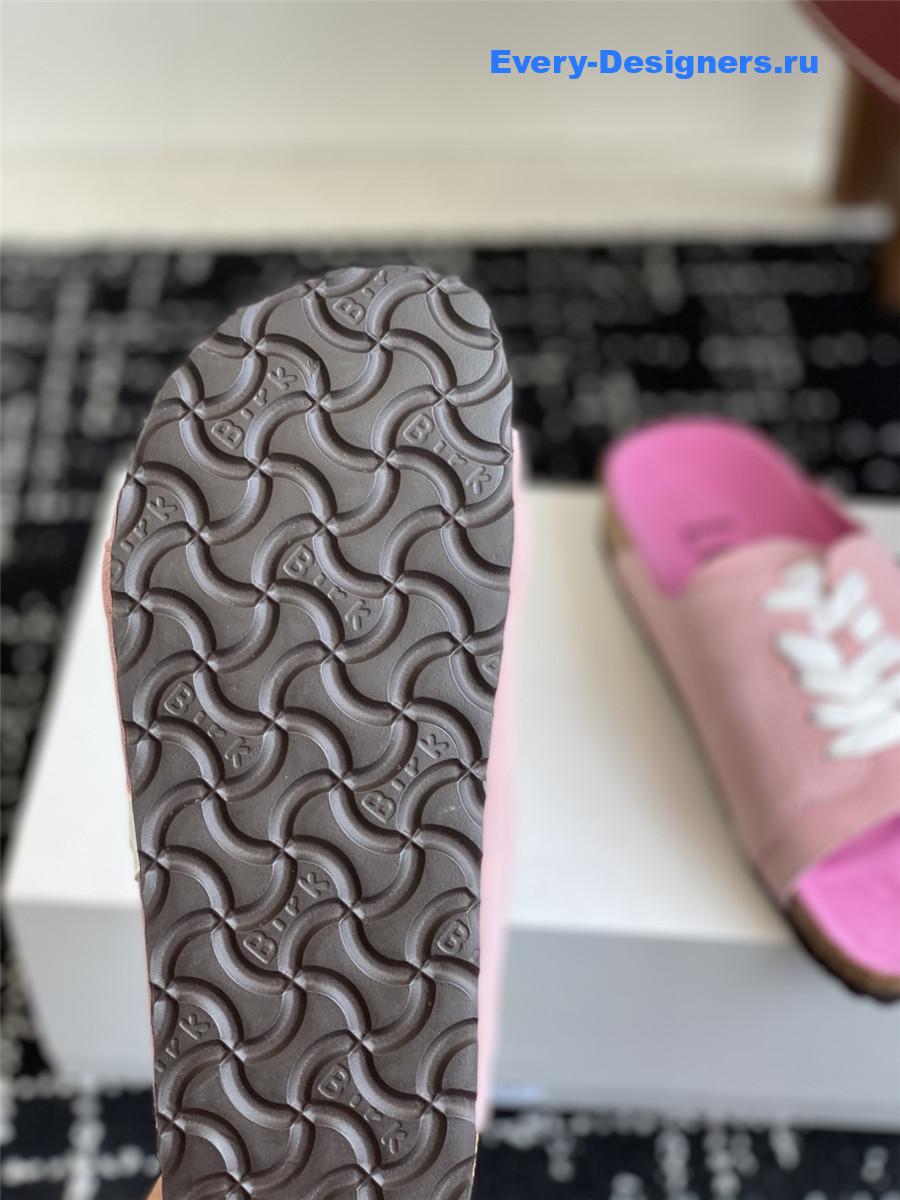 L0ew* logo pink lace-up slides