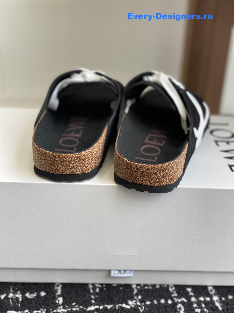 L0ew* logo black lace-up slides