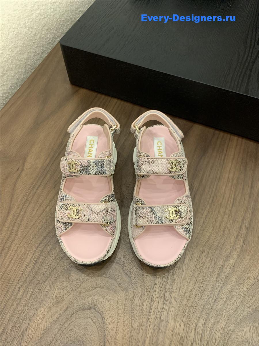 Ch**el pink snake skin platform sandals