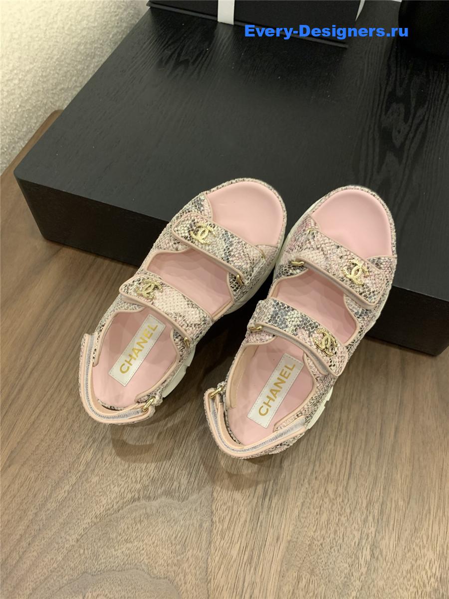 Ch**el pink snake skin platform sandals