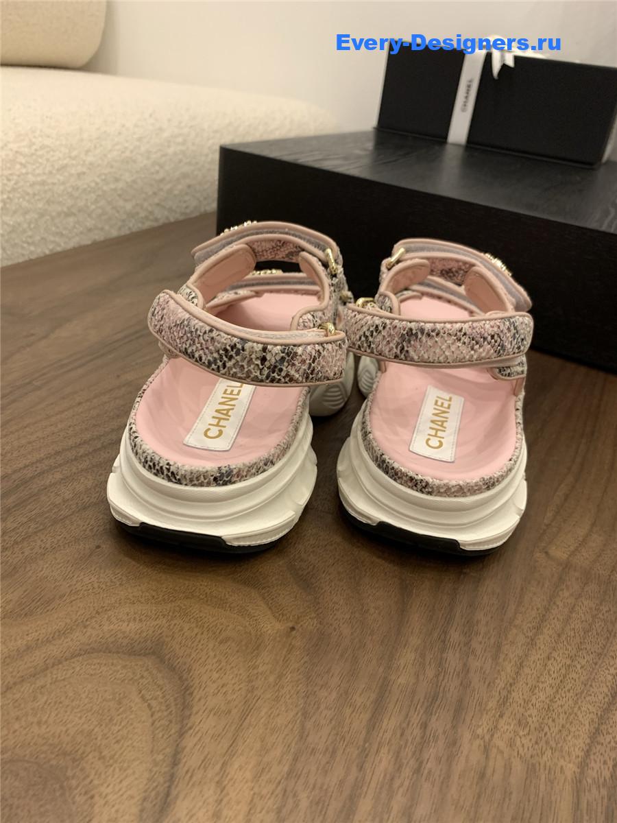 Ch**el pink snake skin platform sandals