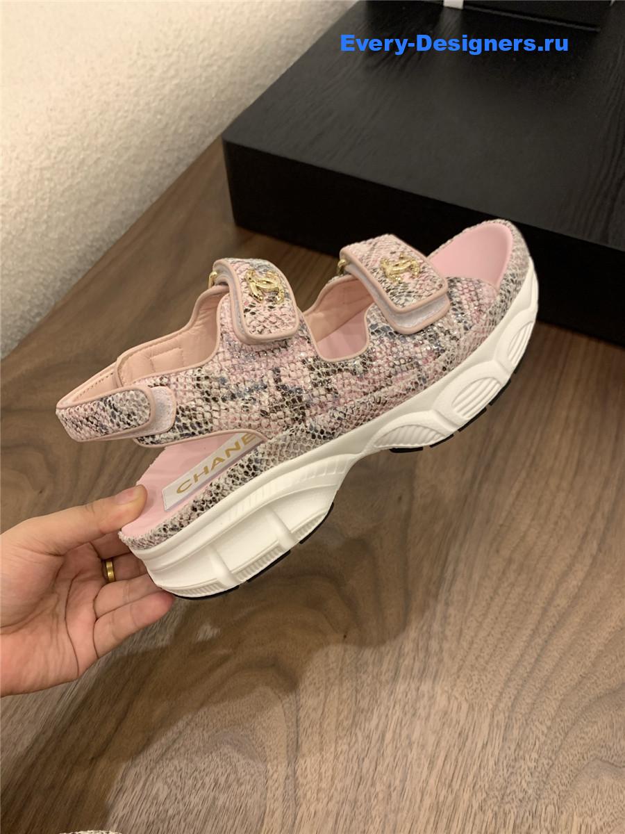 Ch**el pink snake skin platform sandals