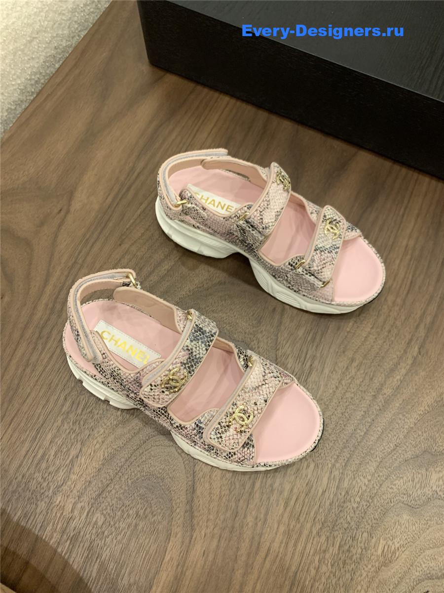 Ch**el pink snake skin platform sandals