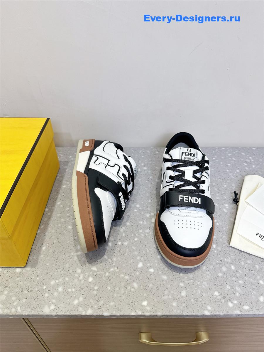 F**di match black leather sneakers